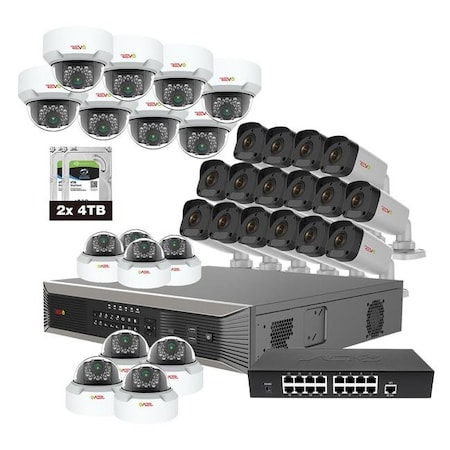 Revo America Revo America RUP321MD16GB16G-8T Ultra Plus HD 32 Channel 8TB NVR Surveillance System with 32 x 4 Megapixel Cameras RUP321MD16GB16G-8T